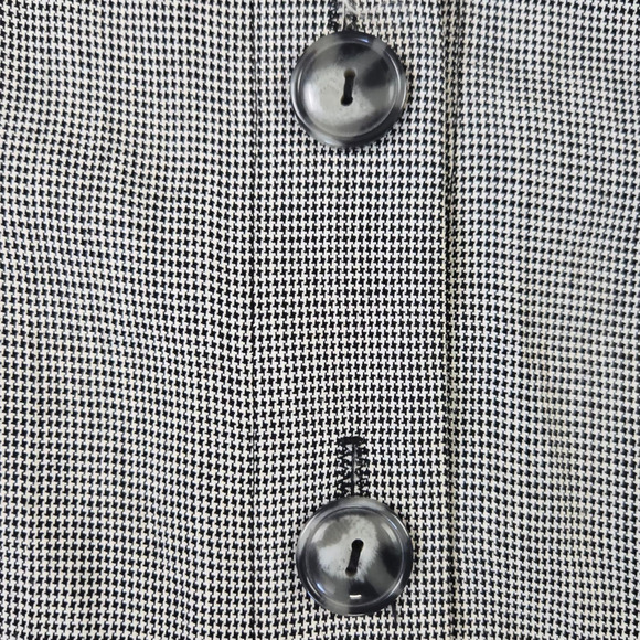 1980s Vintage Black Mini Houndstooth Longline USA Made Blazer Jacket Size Medium - Picture 5 of 9